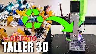 🔴TALLER 3D EN DIRECTO🔴 Imprimiendo CACAS de Bambu Lab + pellets ♻️ ¡Reciclaje Impresión 3D!