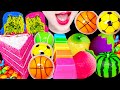 ASMR Rainbow Dubai Chocolate Basketball Jelly Mochi 무지개 두바이 초콜릿 과일 화과자 농구공 젤리 먹방 Mukbang, Eating