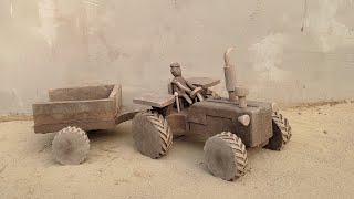 How to make tractor trolley with clay || mitti ka tractor kaise bnate hai || miniature clay tractor.