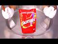 Freeze Dried Skittles Ice Cream Rolls! Satisfying Candy Creation (ASMR)