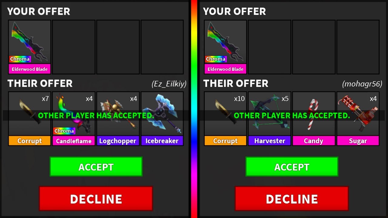 What Do People Offer For CHROMA ELDERWOOD BLADE? (MM2)
