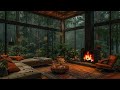 Cozy Luxury Living Room In Forest with Fireplace and Rain Sound | Healing Insomnia, Reduce Stress