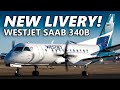 NEW LIVERY! WestJet (Pacific Coastal) Saab 340B at Calgary Airport