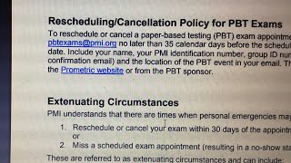 Rescheduling the PMP exam for extenuating circumstances