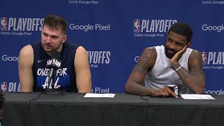 Luka Doncic & Kyrie Irving react to beating the Thunder in 6 games, advance to W