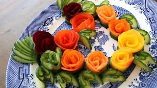 Valentine's Day!  Carrot Rose Flower | Vegetable Carving Garnish | Food Decoration