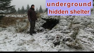 hidden underground  shelter ,bushcraft stealth camping