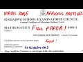 O'level Mathematics NOVEMBER 2022 PAPER 1 ZIMSEC FULL PAPER @mathszoneafricanmotives