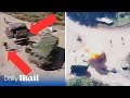 Ukraine FPV drone destroys Russian bunker as soldiers flee for their lives at a crossroad