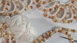 It's SUPER JOY AND SUPER BEAUTIFUL/Delicate crochet RIBBON LACE with BEADS/Author's design