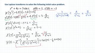 Diff Eqn: Solving nonhomogeneous IVP using Laplace transforms