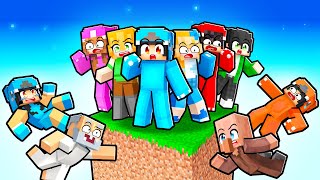 10 Friends On ONE BLOCK In Minecraft With Crazy Fan Girl!