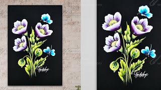 Beautiful PURPLE Flowers Acrylic Painting 🎨✨ ART Video ASMR