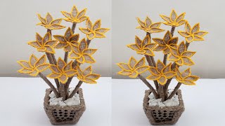 DIY Flower and Flower vase Decoration Idea with Jute Rope#Home Decor Jute Flower Showpiece #42