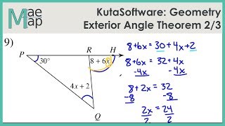 KutaSoftware: Geometry- Exterior Angle Theorem Part 2