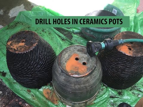 Easily add holes in ceramic planters Easily add holes in ceramic planters