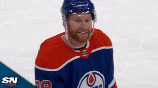Oilers Crowd And Bench Erupt After Connor Brown Scores His First Goal Of The Season