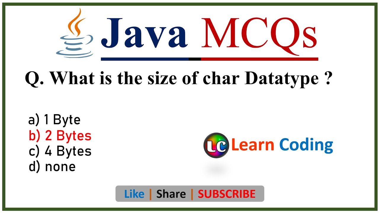 Part-2 Java MCQs | Java MCQ's For TCS Interview | Learn Coding - YouTube