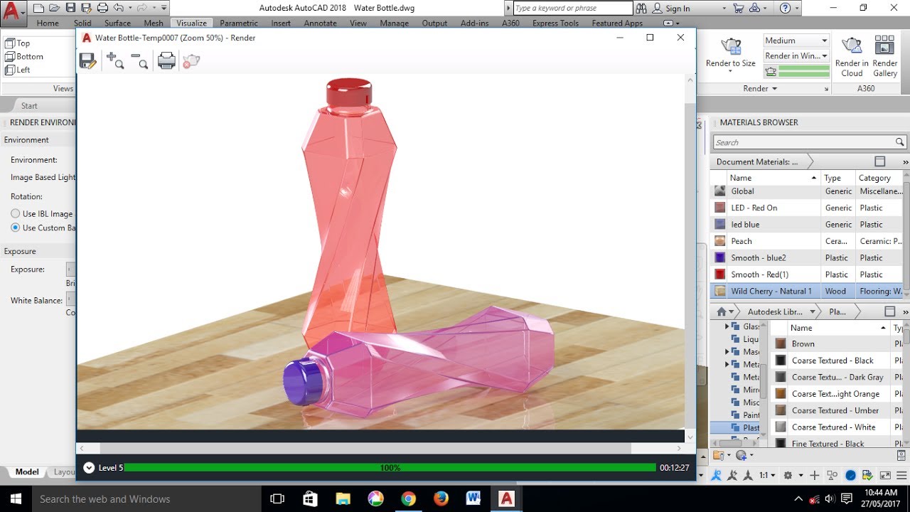 Autocad 3D Modeling - Water Bottle Tutorial - Surface Loft Command ...