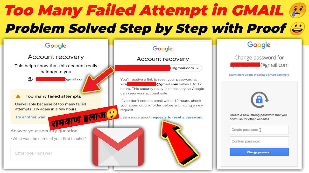 Too Many Failed Attempts Gmail Solution In Hindi 2023 | Too Many Failed ...