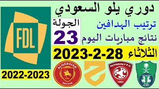 ترتيب دوري يلو الدرجة الأولى السعودي بعد مباريات اليوم الثلاثاء 28-2-2023 الجولة 23
