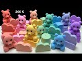 ASMR baking soda | Holiday rainbow bears | 10 colors🌈