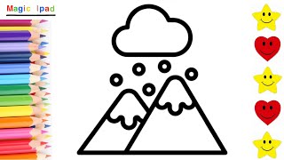 Como dibujar MONTAÑAS NEVADAS | dibujos para niños 💓⭐ How to draw SNOWY MOUNTAINS | drawings kids
