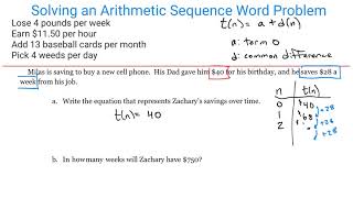 Solve Word Problems using Arithmetic Sequences