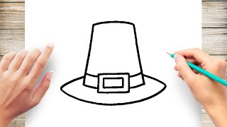 How To Draw Pilgrim Hat Step by Step