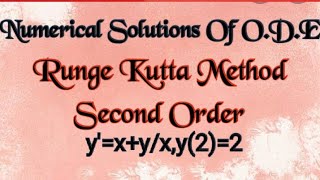 @btechmathshub7050Runge Kutta Method of Second Order   y'=x+y/x,y(2)=2