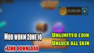 Mod worm zone io unlimited coin dan unlock all skin + link download di android