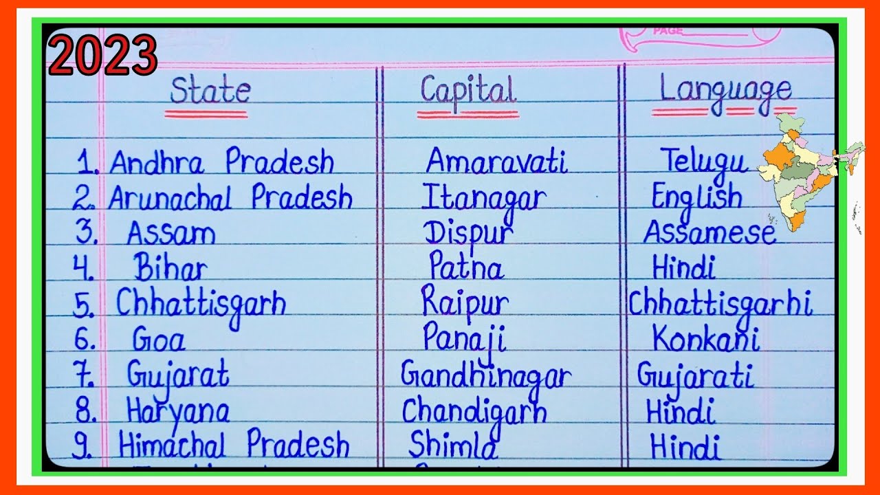 Indian States-Capitals-Languages In English/State Capital Language Of ...