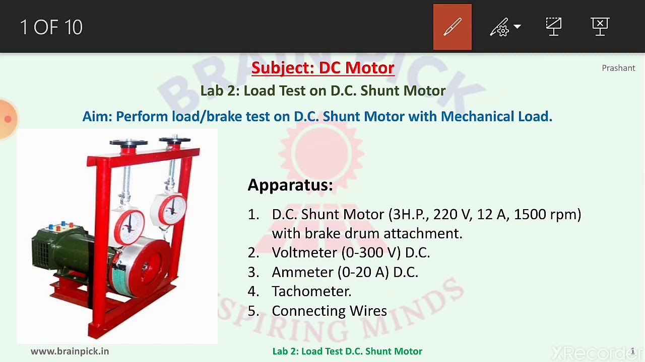 Lab 02 Load Test Brake Test On Dc Shunt Motor Youtube