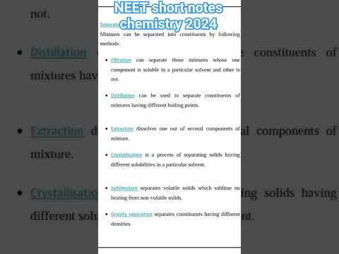 #NEET#short notes#separation techniques#chromatography #chemistry #2024