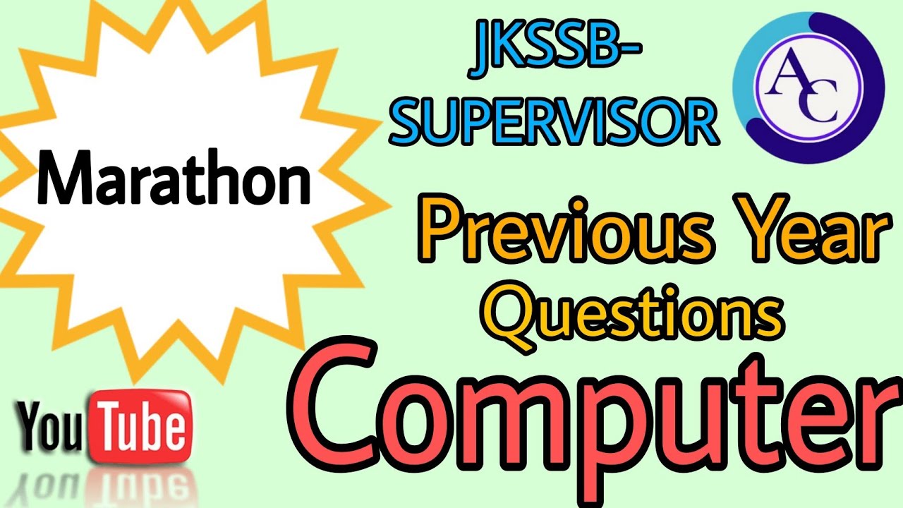 Computer Previous Year Questions Jkssb Supervisor Youtube