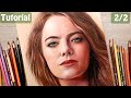 Cómo dibujar cabello rubio dorado cobrizo con lápices de colores - Cómo dibujar a Emma Stone