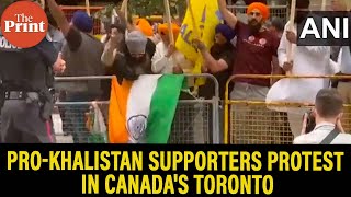 Pro-Khalistan supporters protest outside the Indian consulate in Canada's Toronto