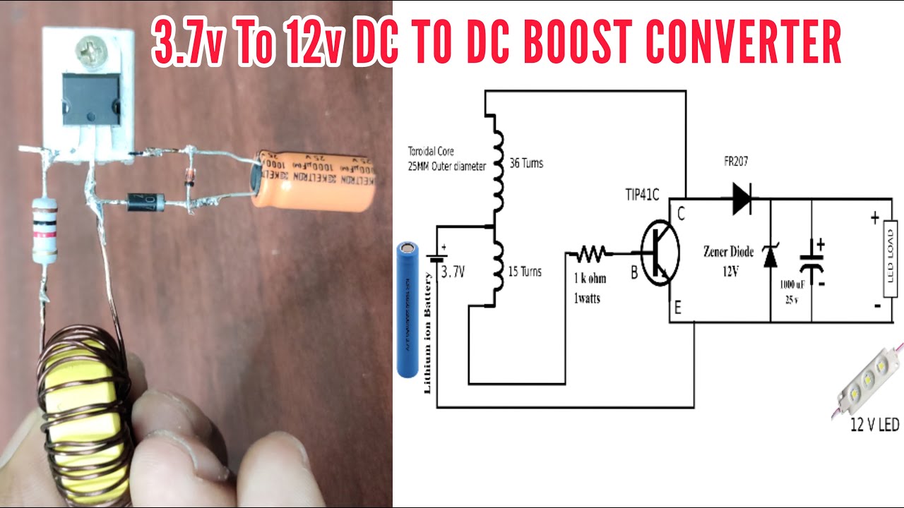 DIY 3.7v To 12v Boost Converter Circuit | DC To DC Converter | DIY ...