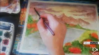 Making a Bob Ross painting using  watercolors?