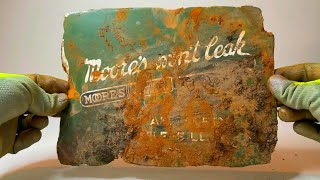 Restoration - Vintage Moore’s No Leak Pen Sign Found Magnet Fishing