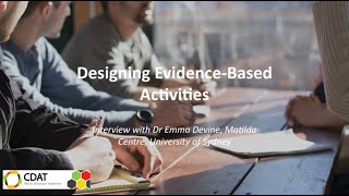 Designing Evidence-Based Activities – Dr Emma Devine, Matilda Centre, University of Sydney