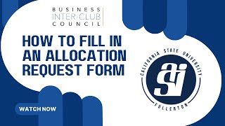 BICC Allocation Request Form Tutorial