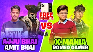 Ajjubhai94 and Amitbhai VS Romeo and X Mania iPhone 12 Pro Max Challenge - Garena Free Fire