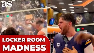 Sam DARNOLD ignites Vikings' TRIUMPH: explosive locker room celebration after crushing the Packers!