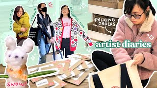 ✨ ARTIST DIARIES ✨ packing lots of orders while waiting for snow, papercut illustrations, & more!