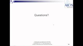 Cataloging Law Materials with RDA