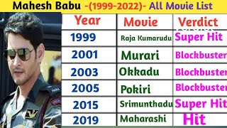 Mahesh Babu (1999-2022) All Movie List|Mahesh Babu Flop snd Hit Movies|Mahesh Babu Budget Films