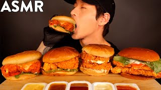 MOST POPULAR FOOD FOR ASMR CHICKEN SANDWICHES (Popeyes, KFC, Chick fil a, McDonalds) No Talking