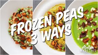 Easy Vegan Frozen Pea Recipes| Salad + Soup + Instant Pot Brown Rice Risotto | Gluten + Oil Free