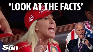 Shocking moment Majorie Taylor Greene heckles Biden during State of Union 2024 address